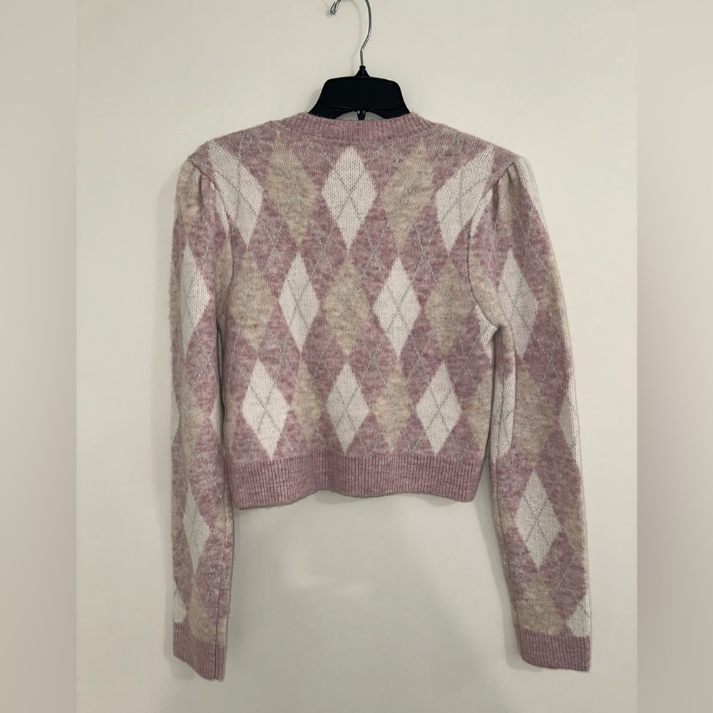 Lovers & Friends CASEY LUREX ARGYLE SWEATER sz S#H2 - Picture 6 of 6